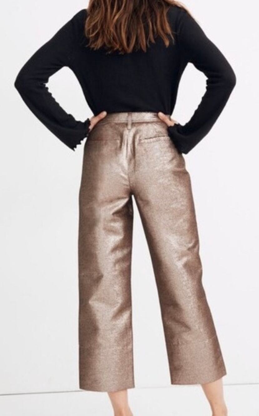 Madewell Emmett Wide‑Leg Cropped Pants • Metallic Rose Gold • Size 29